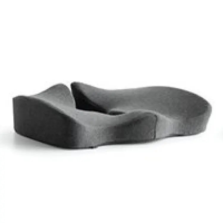 Oreiller Orthopédique pour Siège de Voiture ou de Bureau – vue en angle montrant la forme ergonomique et la texture douce en gris