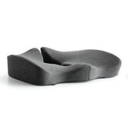 Oreiller Orthopédique pour Siège de Voiture ou de Bureau – vue latérale montrant la forme ergonomique et la texture douce en tissu gris