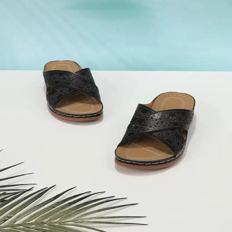 Sandale Orthopédique Femme avec Motifs Floraux Confort Orthopédique
