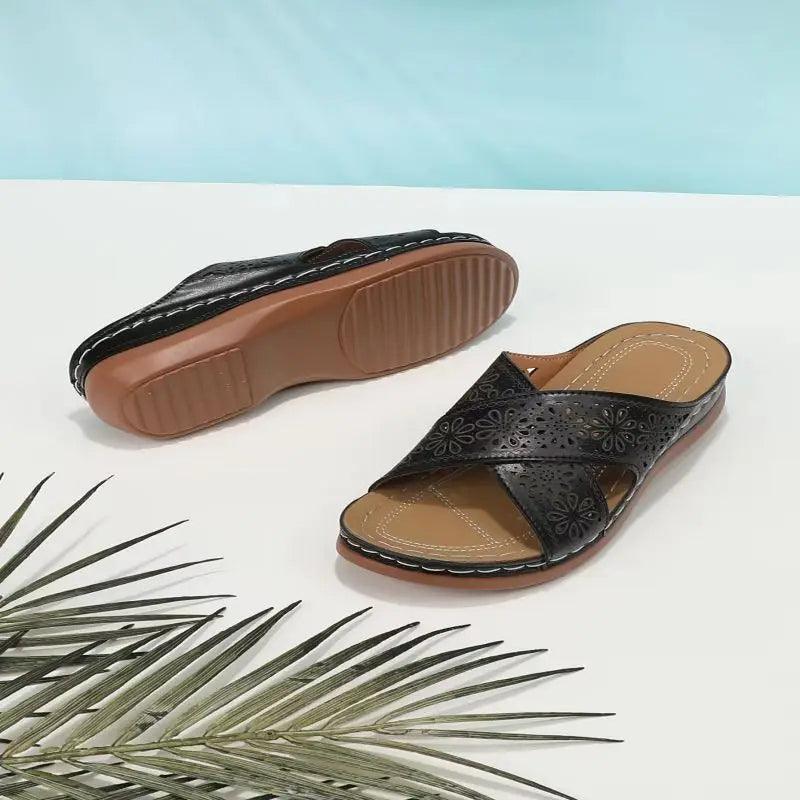 Sandale Orthopédique Femme avec Motifs Floraux Confort Orthopédique