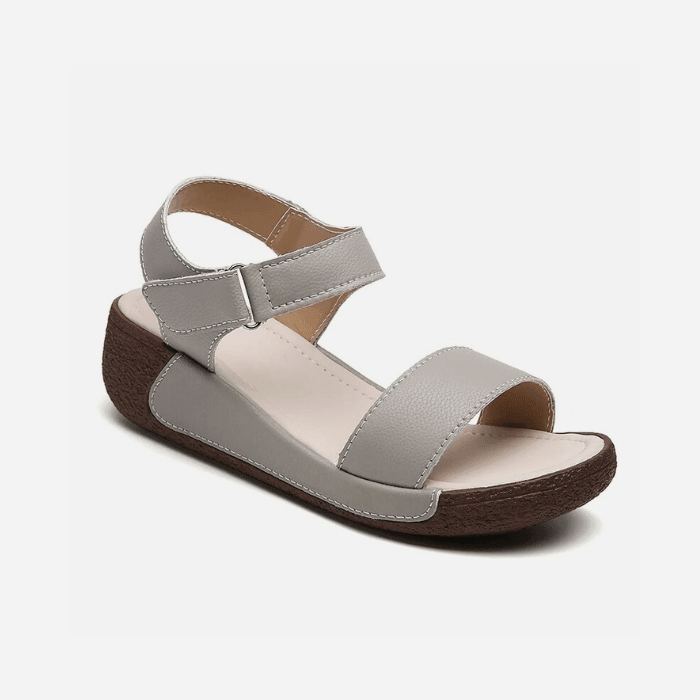 SANDALES ORTHOPÉDIQUES COMPENSÉES CONFORTABLES EN CUIR POUR FEMME - Confort Orthopédique