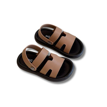 Sandales cuir enfant – Design ergonomique avec lanières marron et semelle noire