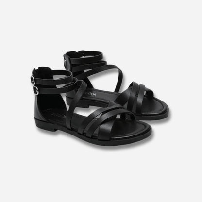 SANDALES ORTHOPÉDIQUES PLATES EN CUIR FEMME - Confort Orthopédique