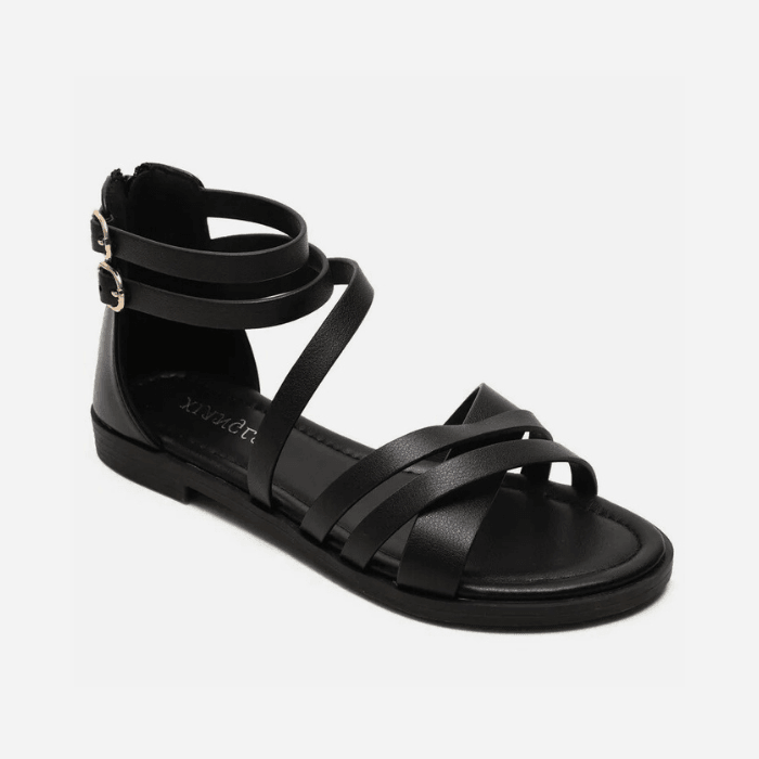 SANDALES ORTHOPÉDIQUES PLATES EN CUIR FEMME - Confort Orthopédique