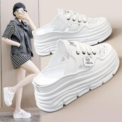 Chaussures respirantes légères à semelles épaisses et perforées pour femmes - Confort Orthopédique