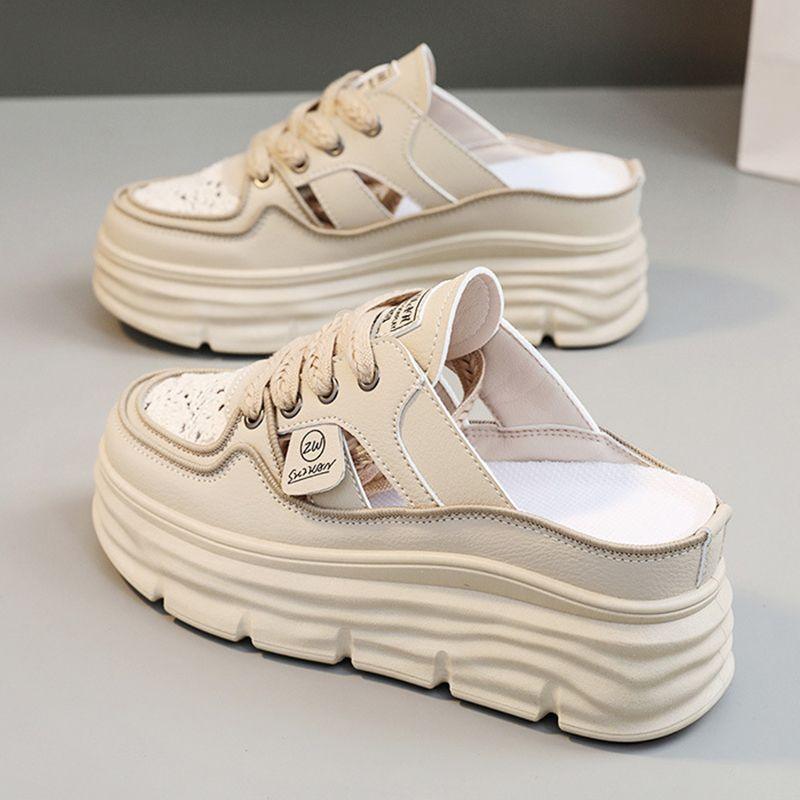 Chaussures respirantes légères à semelles épaisses et perforées pour femmes - Confort Orthopédique