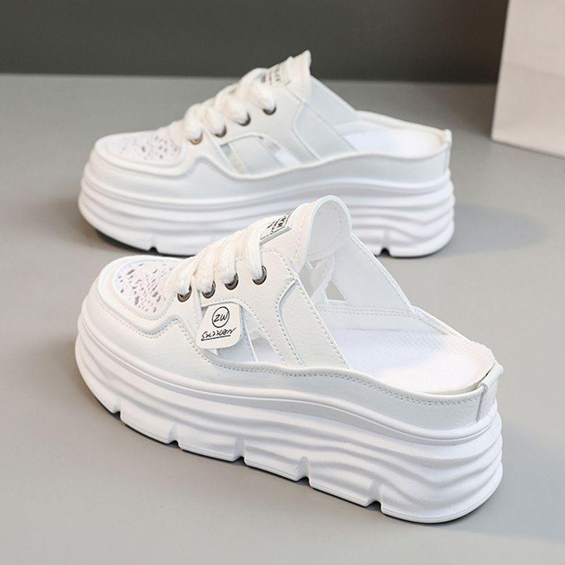 Chaussures respirantes légères à semelles épaisses et perforées pour femmes - Confort Orthopédique
