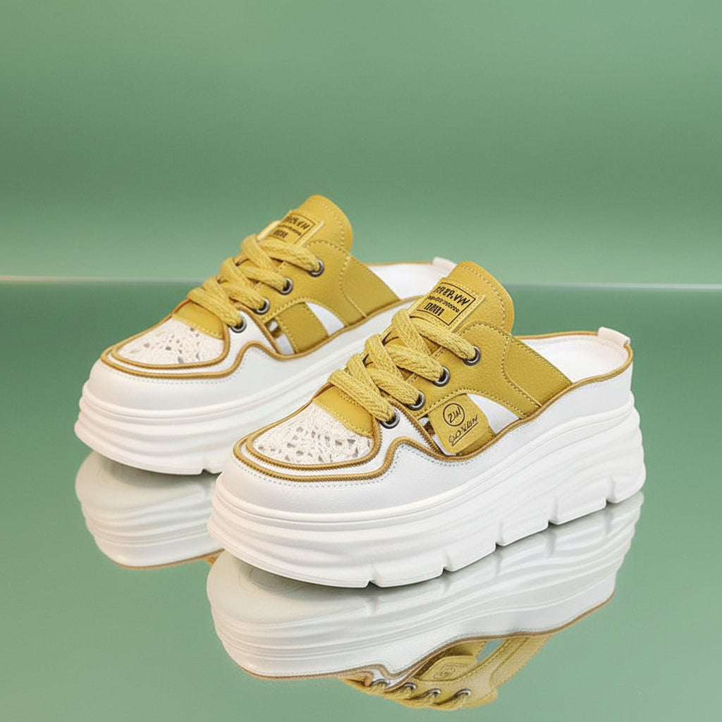 Chaussures respirantes légères à semelles épaisses et perforées pour femmes - Confort Orthopédique