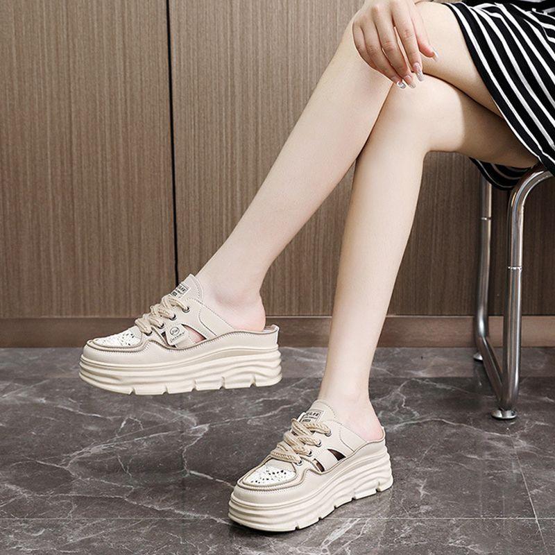 Chaussures respirantes légères à semelles épaisses et perforées pour femmes - Confort Orthopédique