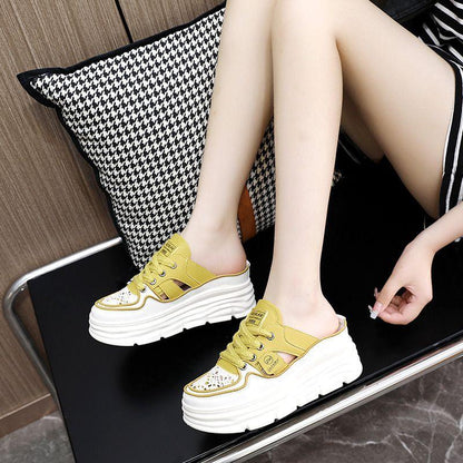 Chaussures respirantes légères à semelles épaisses et perforées pour femmes - Confort Orthopédique