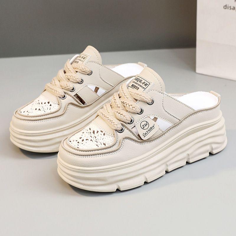 Chaussures respirantes légères à semelles épaisses et perforées pour femmes - Confort Orthopédique