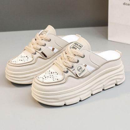 Chaussures respirantes légères à semelles épaisses et perforées pour femmes - Confort Orthopédique