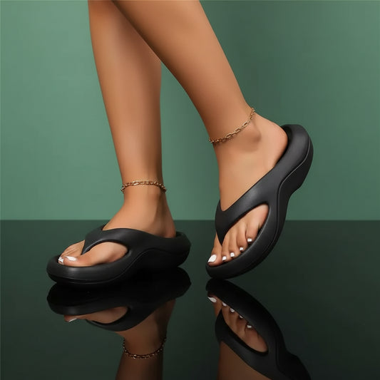 Tong Orthopédique Femme à Mémoire de Forme - Noir / 37