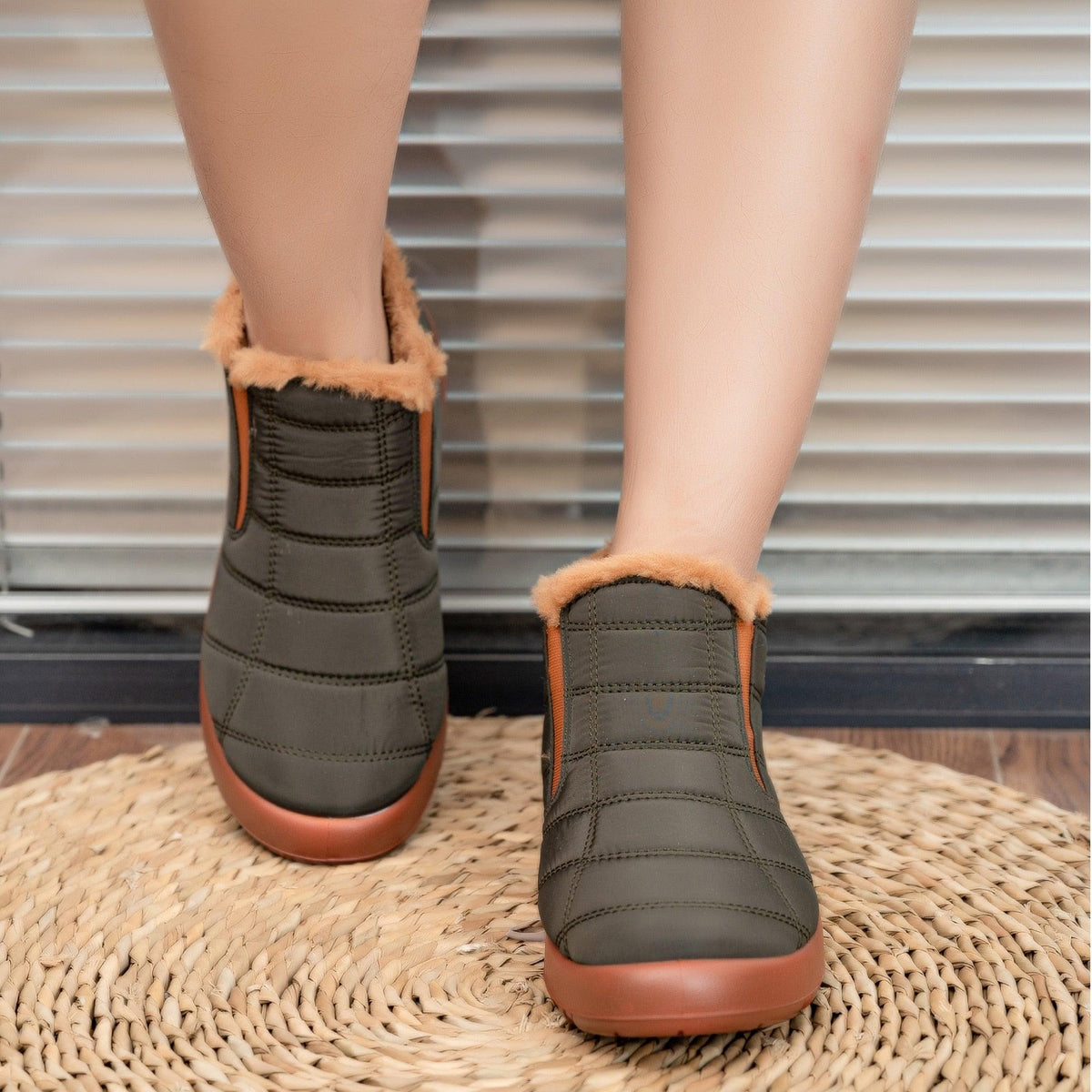 Bottines d'hiver chaudes en fourrure pour femme Confort Orthopédique