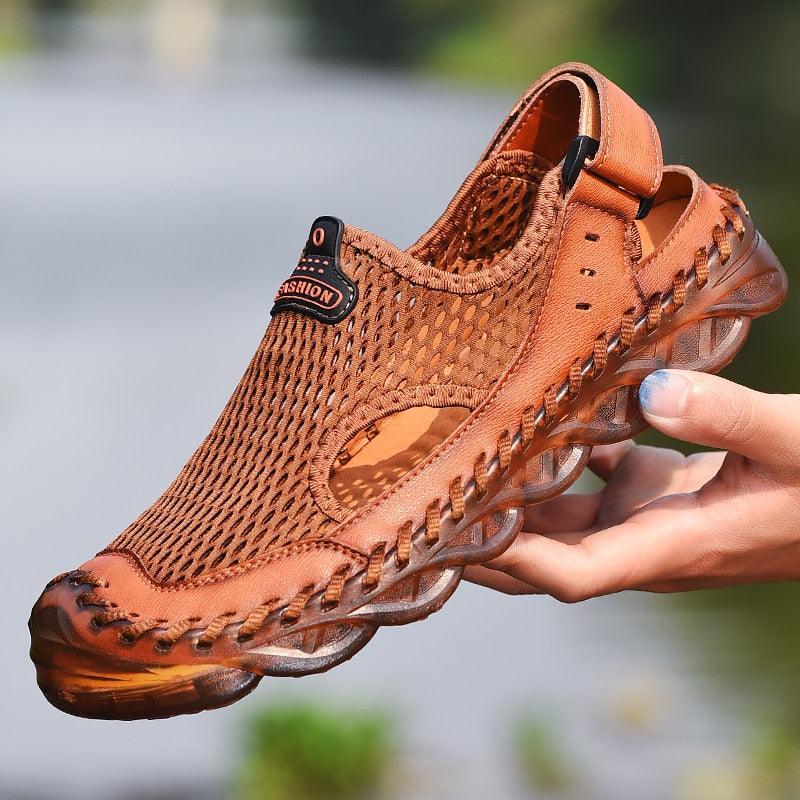 Sandales d'été en cuir orthopédique  pour hommes Confort Orthopédique