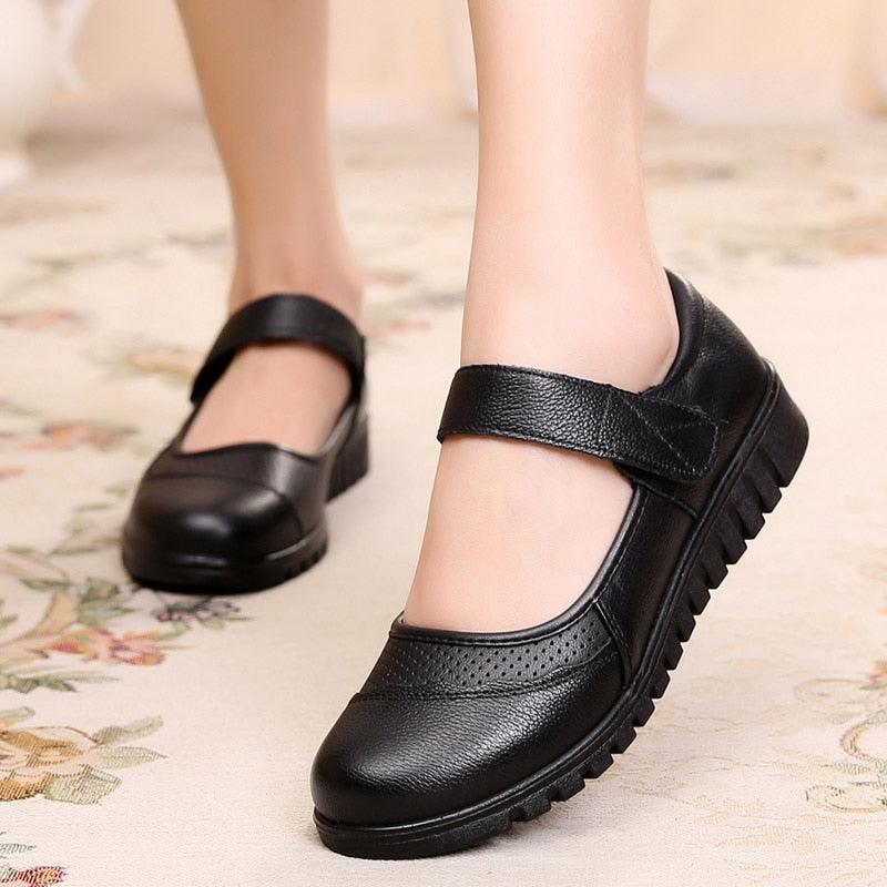 Mocassins plats en cuir orthopédique pour femmes Confort Orthopédique