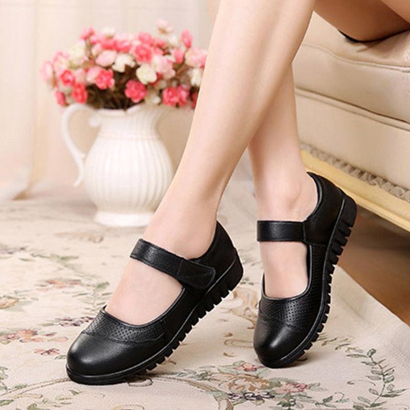 Mocassins plats en cuir orthopédique pour femmes Confort Orthopédique