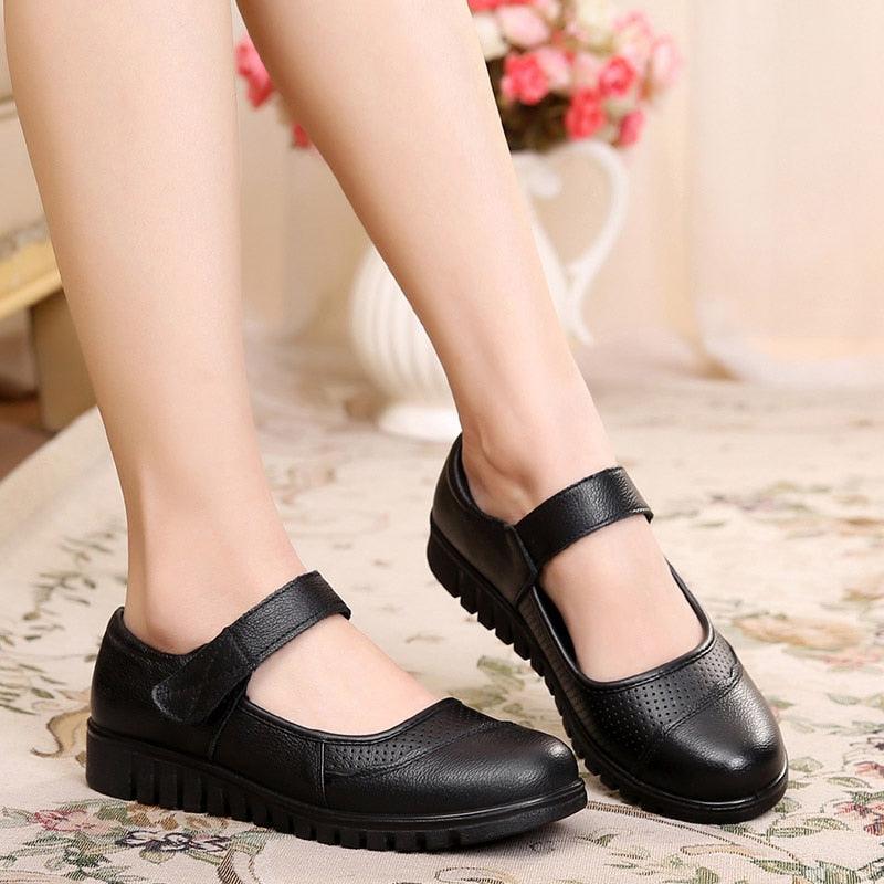 Mocassins plats en cuir orthopédique pour femmes Confort Orthopédique