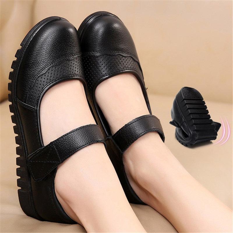 Mocassins plats en cuir orthopédique pour femmes Confort Orthopédique