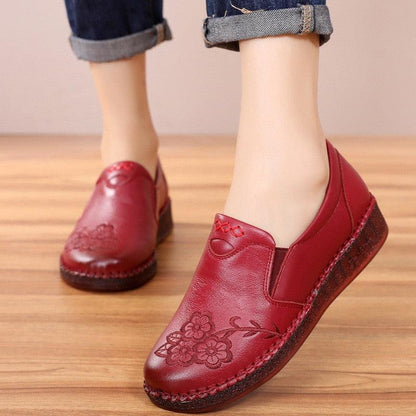 Chaussures de sport plates en cuir Tang Confort Orthopédique