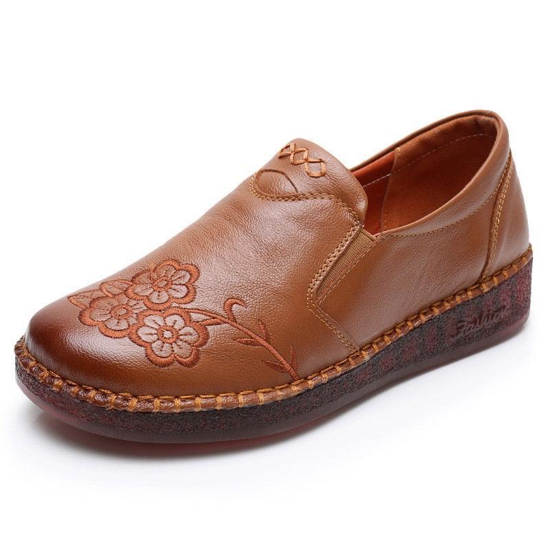 Chaussures de sport plates en cuir Tang Confort Orthopédique