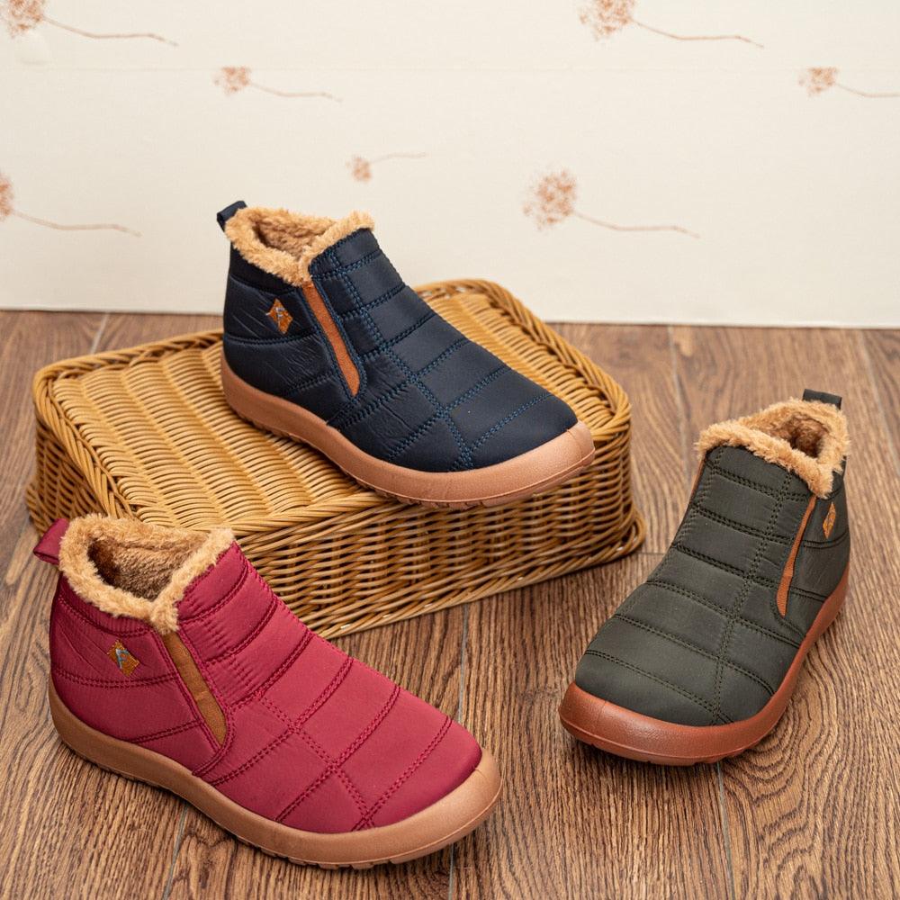 Bottines d'hiver chaudes en fourrure pour femme Confort Orthopédique