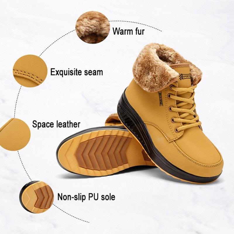 Bottes en coton à bascule en peluche pour femmes Confort Orthopédique