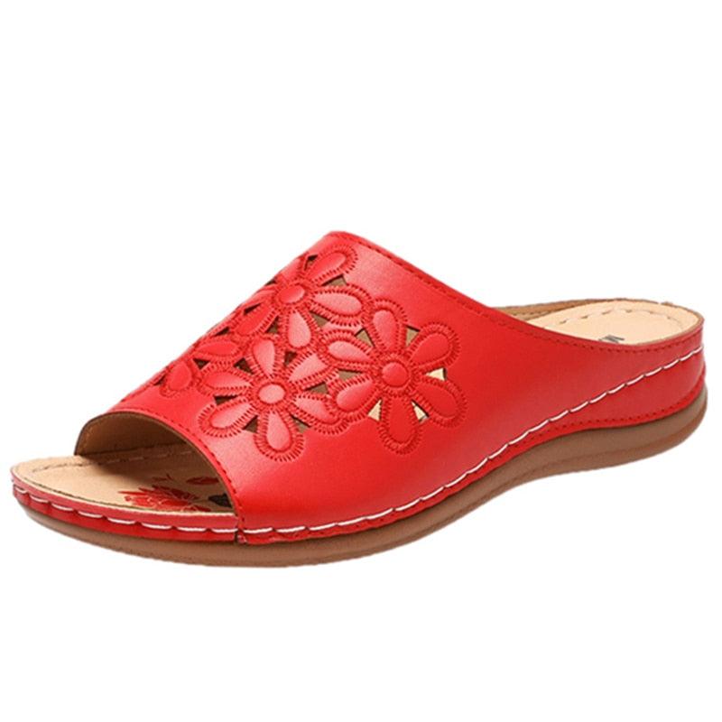 Sandales souples à la mode à motif fleurie Confort Orthopédique