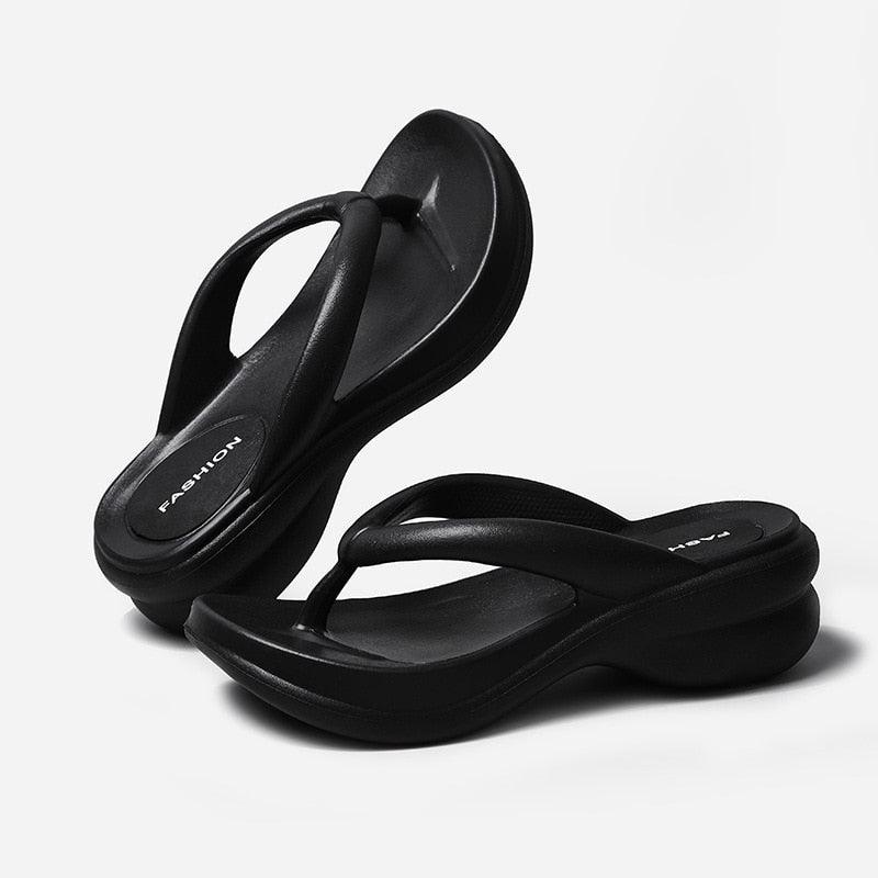 Tongs de plage à talons compensés pour femmes - Synda Confort Orthopédique