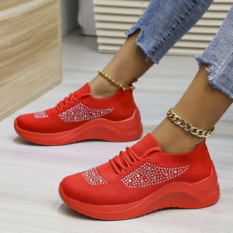 Chaussures de marche décontractées à paillettes pour femmes Confort Orthopédique