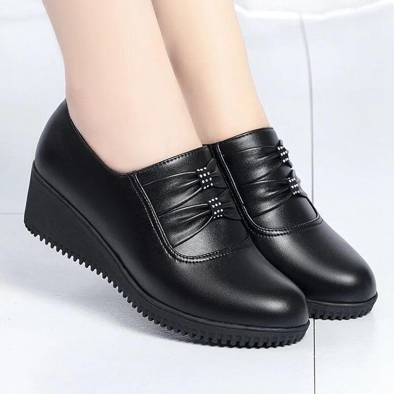 Chaussures plates en cuir artificiel pour femmes Zinda Confort Orthopédique
