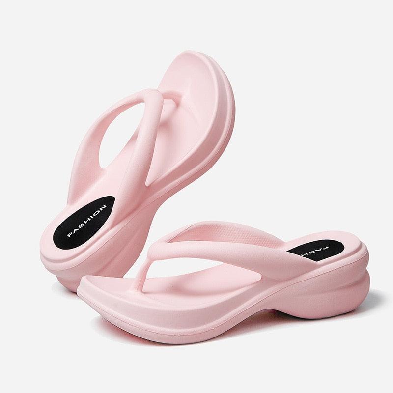 Tongs de plage à talons compensés pour femmes - Synda Confort Orthopédique