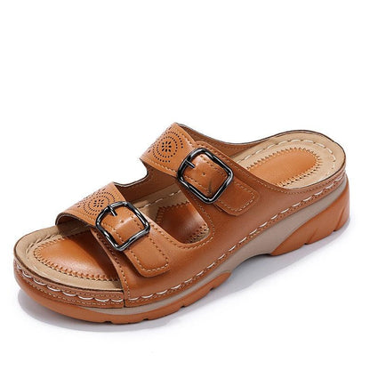 Sandales compensées double structure pour femmes Confort Orthopédique