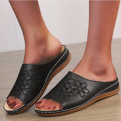 Sandales souples à la mode à motif fleurie Confort Orthopédique