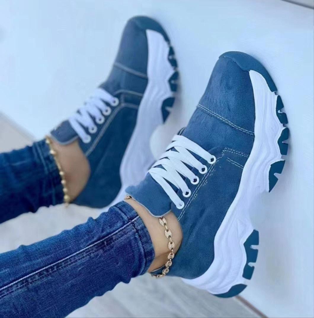 Baskets orthopédiques décontractées à lacets pour femmes - Panda - Confort Orthopédique