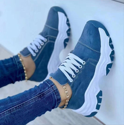 Baskets orthopédiques décontractées à lacets pour femmes - Panda - Confort Orthopédique