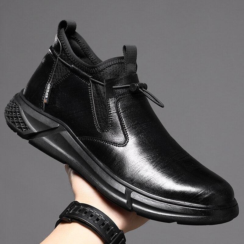 Chaussures de sécurité imperméables en cuir noir pour hommes - GOFF Confort Orthopédique