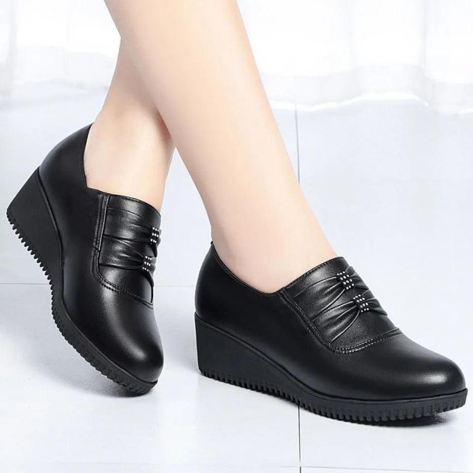 Chaussures plates en cuir artificiel pour femmes Zinda Confort Orthopédique