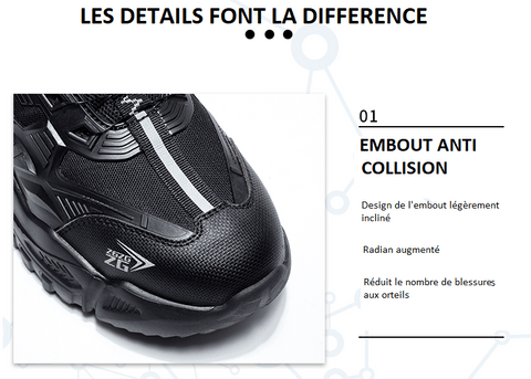 Chaussures de sécurité à distance en fil d'acier pour hommes - Shoes-Fire Confort Orthopédique