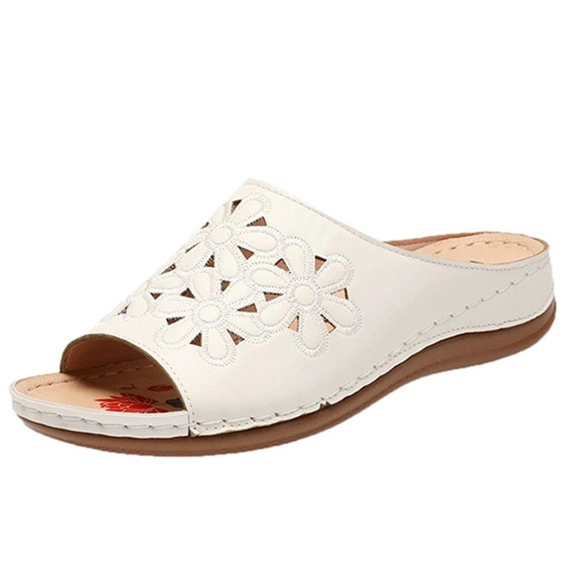 Sandales souples à la mode à motif fleurie Confort Orthopédique