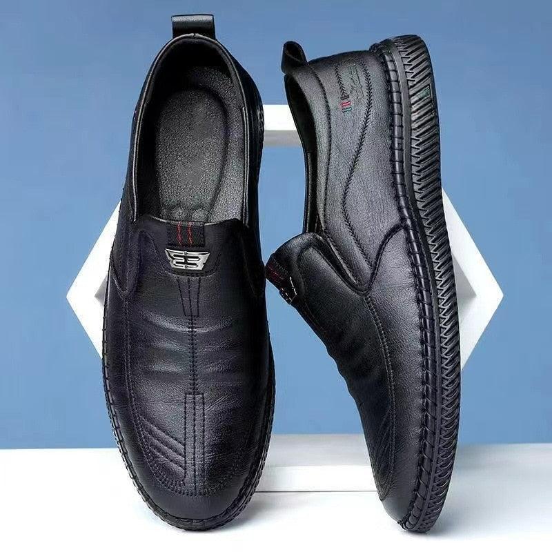 Mocassins en cuir à enfiler pour hommes - Sergy Confort Orthopédique